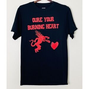 Fireball Whiskey T-Shirt Men's Small Black Cure Your Burning‎ Heart Humor